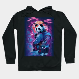 Neon Japanese samurai panda Hoodie